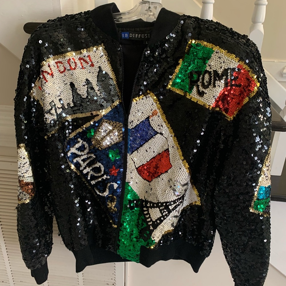1992 Sequins Souvenir Bomber Jacket Vintage 90s